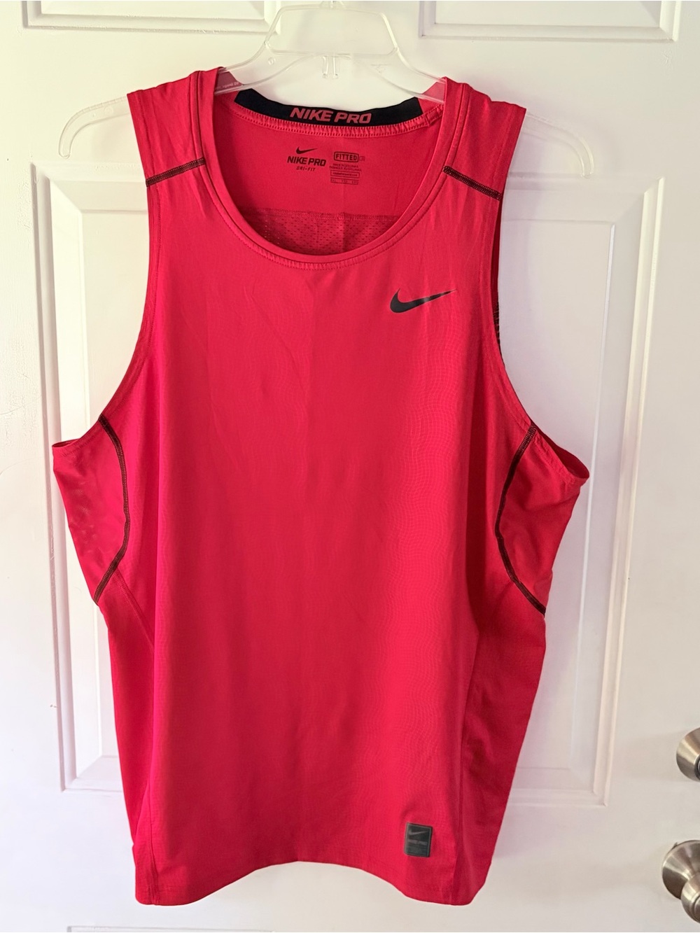 Nike Pro Dri-FIT Fitted Training Tank Top Red Grid Pattern Men's XXL